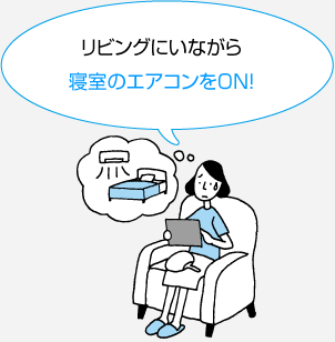 リビングにいながら寝室のエアコンをON！