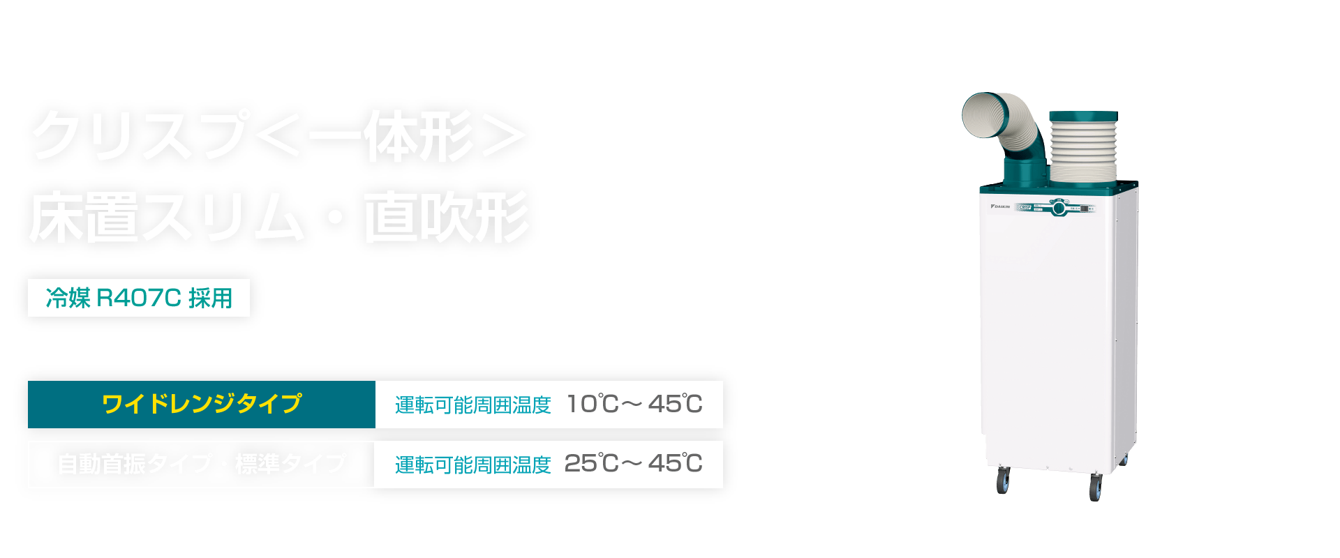 スポットエアコン クリスプ　床置スリム（1人用）自動首振り・標準タイプ ２０２３年５月発売/ワイドレンジタイプ ２０２３年６月発売