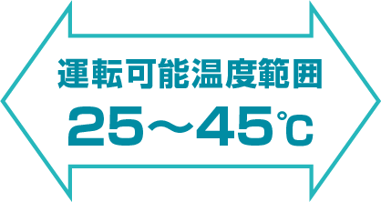 運転可能周囲温度　25℃～45℃