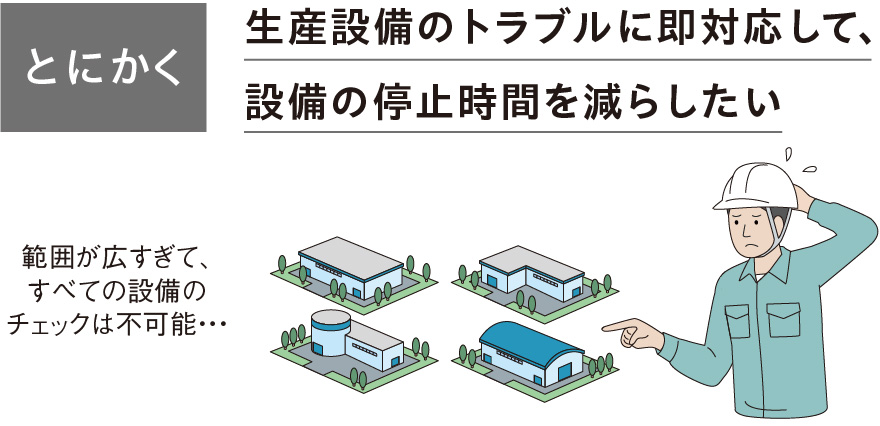 とにかく生産設備のトラブルに即対応して、設備の停止時間を減らしたい