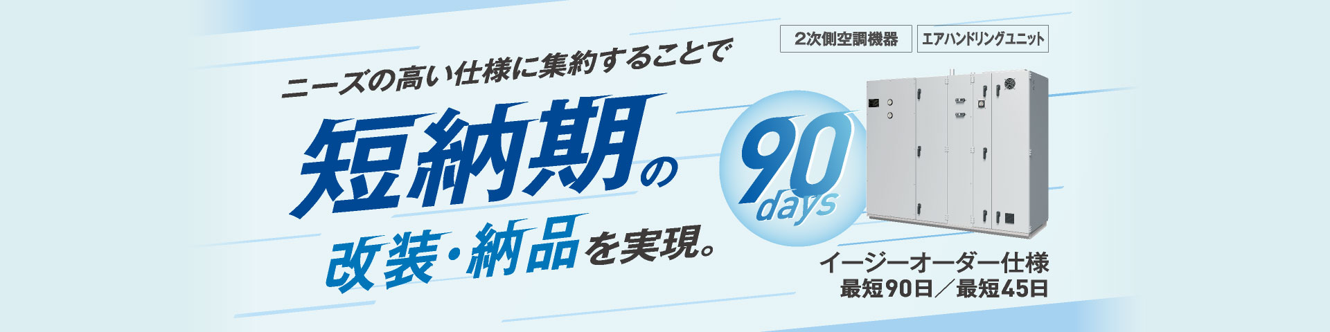 イージーオーダー仕様。ニーズの高い仕様に集約することで短納期の改装・納品を実現。
