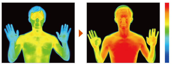 セラムヒート使用前・使用後の体表温度の違い