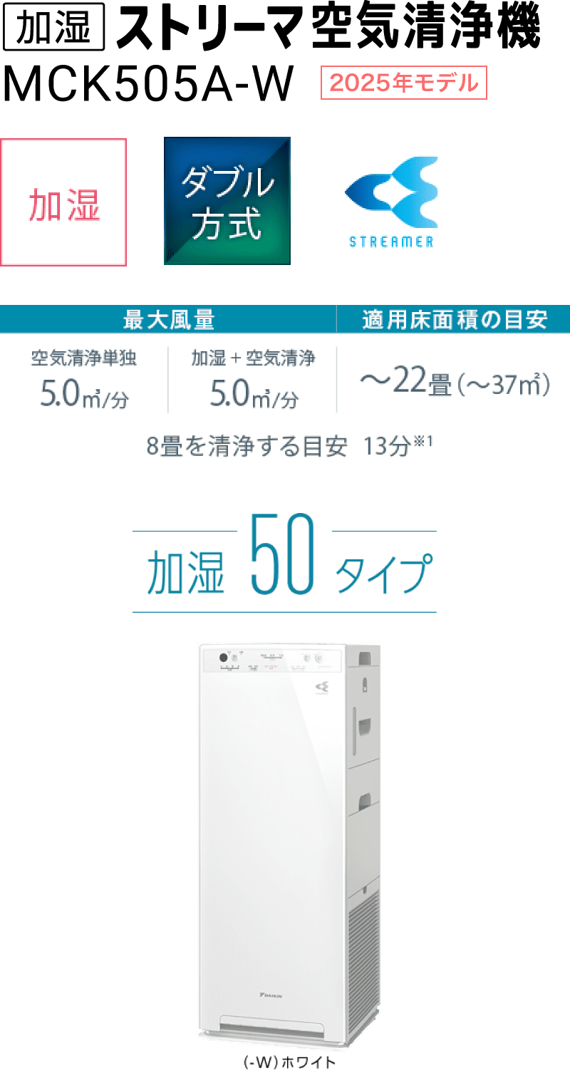 加湿ストリーマ空気清浄機 MCK505A（-W）（-T）