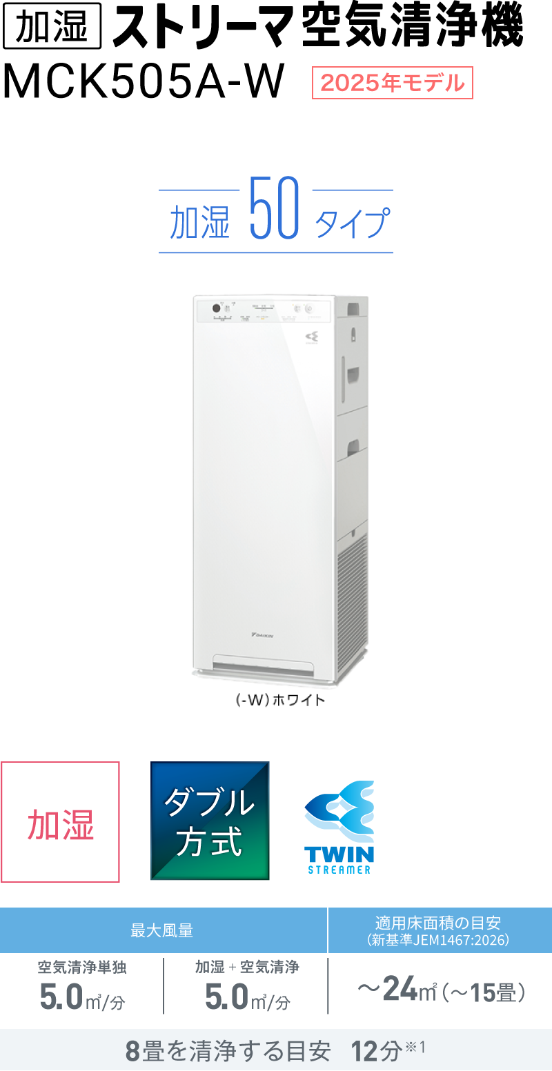 加湿ストリーマ空気清浄機 MCK505A（-W）（-T）
