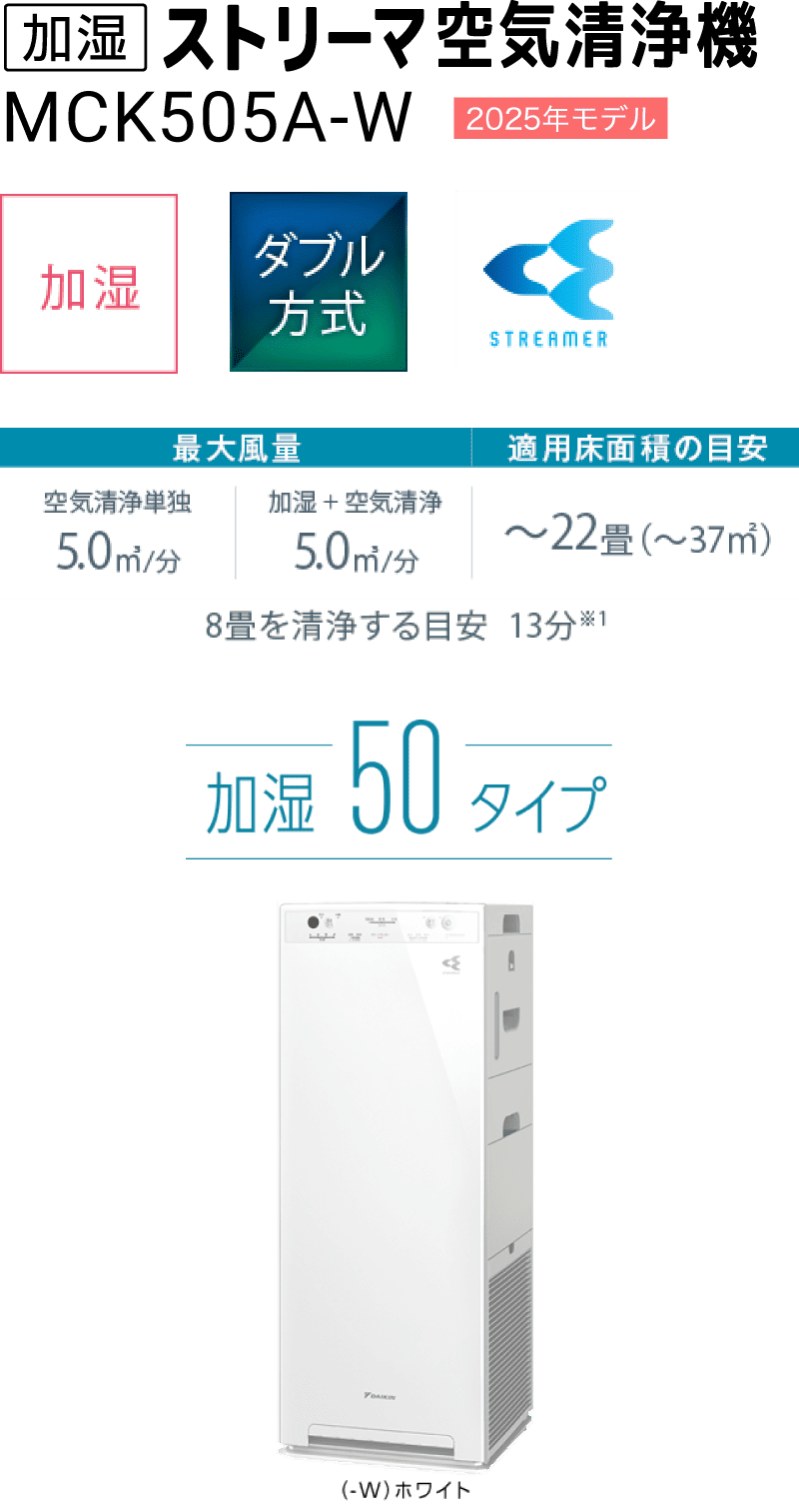加湿ストリーマ空気清浄機 MCK505A（-W）（-T）