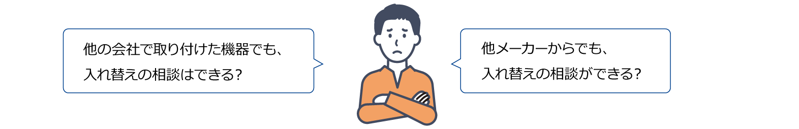 「他の会社で取り付けた機器でも、入れ替えの相談はできる？」「他メーカーからでも、入れ替えの相談ができる？」