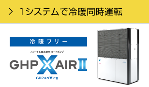 1台の室外ユニットで冷暖房対応 冷暖フリーGHPエグゼアⅡ