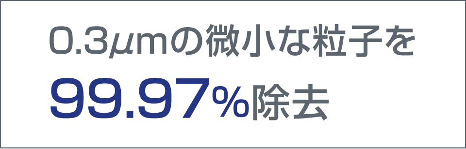 0.3μmの微小な粒子を99.97%除去