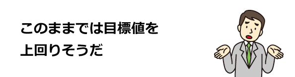 このままでは目標値を上回りそうだ