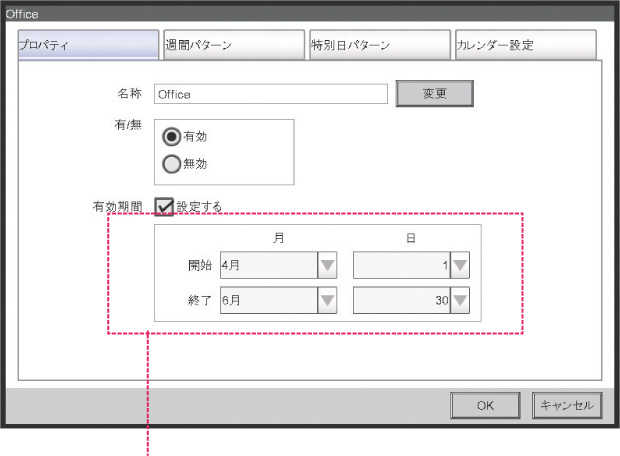 年間のスケジュール設定イメージ