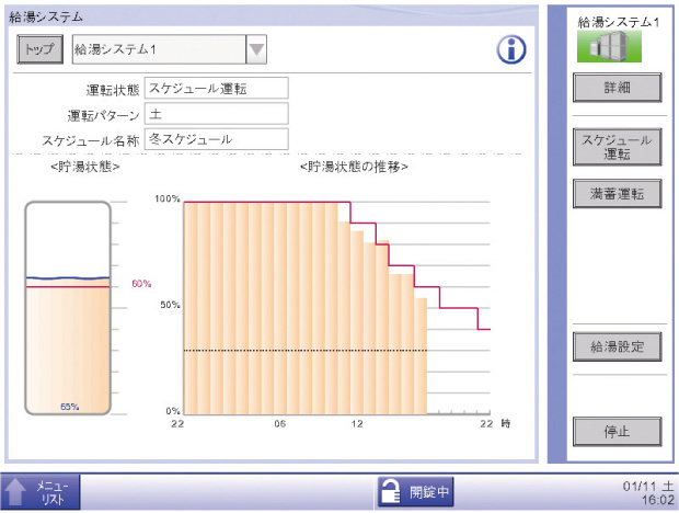 給湯システムメイン画面