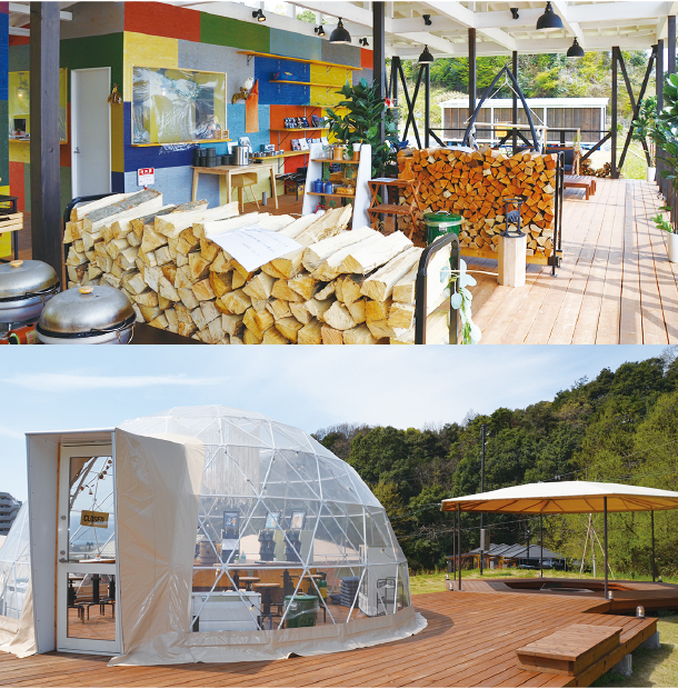 屋外のフロント・共有スペースでもお客様が快適にすごせるモデルケース