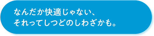 なんだか快適じゃない、それってしつどのしわざかも。