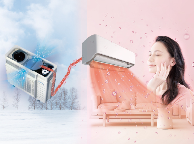 プレミアム暖房の無給水加湿（うるる加湿）イメージ