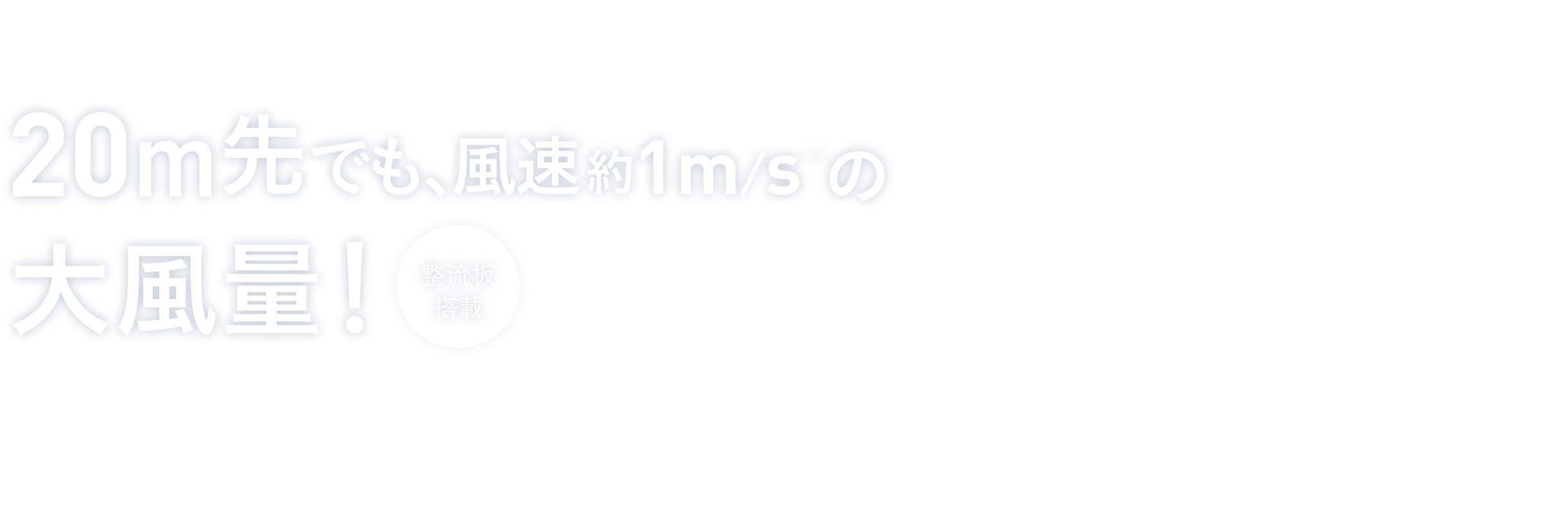 20m先でも、風速約1m/s※1の大風量！(整流板搭載)