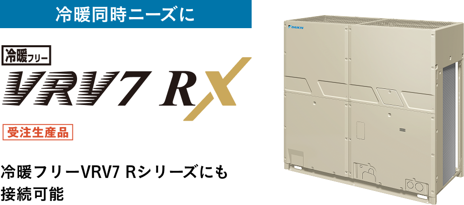 冷暖同時ニーズに冷暖フリーVRV7 RXシリーズ（受注生産品）。冷暖フリーVRV7 Rシリーズにも接続可能