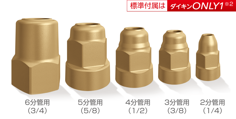 フレアレスジョイントサイズ別の画像