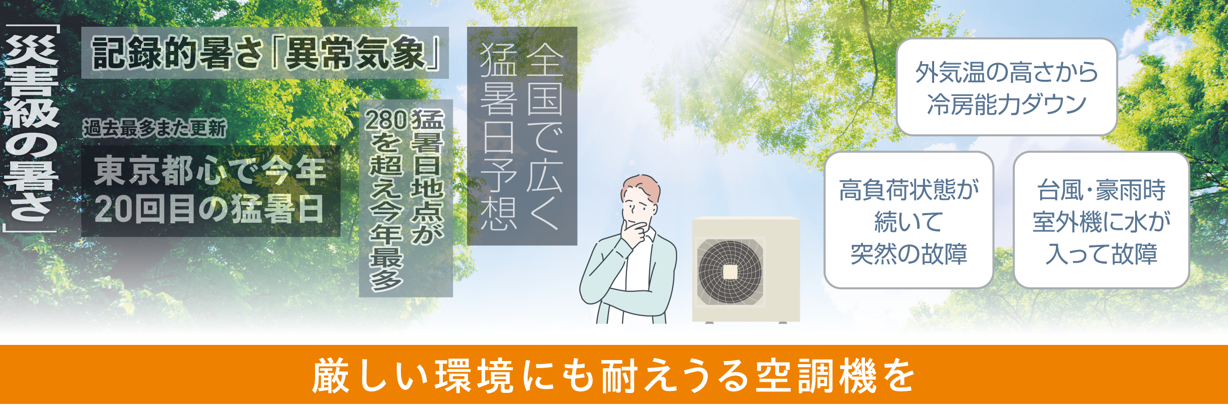 厳しい環境にも耐えうる空調機を