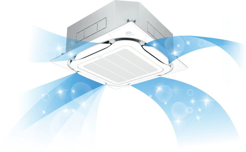 エアコンから出る空気のイメージ図