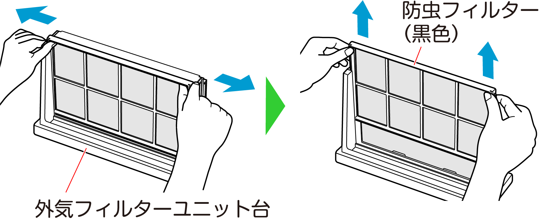 防虫フィルターを外す