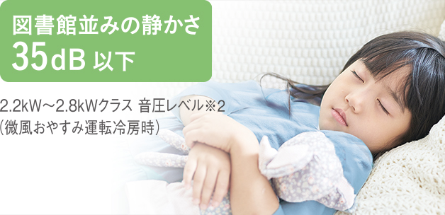図書館並みの静かさである35dB以下で運転