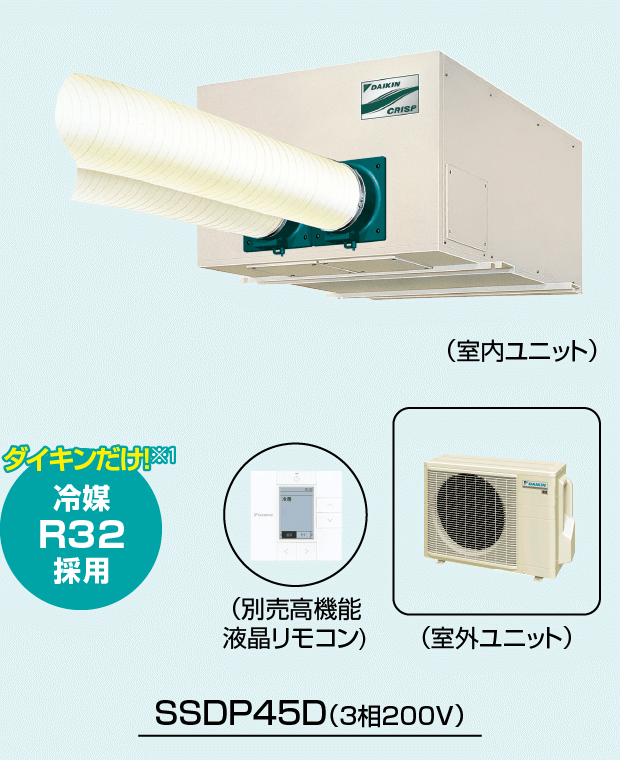 SSDP45D（３相２００V）冷媒R32採用はダイキンだけ！※1