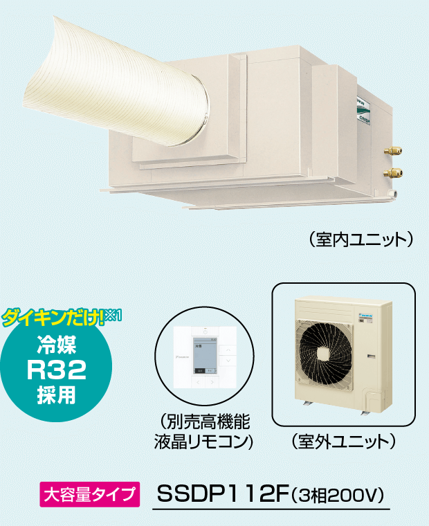 SSDP112F（３相２００V）冷媒R32採用はダイキンだけ！※1