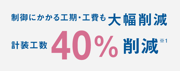制御にかかる工期・工費も大幅削減 計装工数 40％削減※1