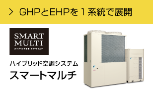 GHPとEHPを１系統で展開 ハイブリッド空調システムスマートマルチ