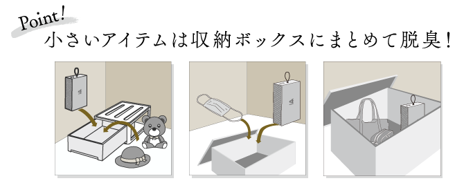 Point!小さいアイテムは収納ボックスにまとめて脱臭!