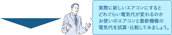 実際に新しいエアコンにするとどれぐらい電気代が変わるのかお使いのエアコンと最新機種の電気代を試算・比較してみましょう。