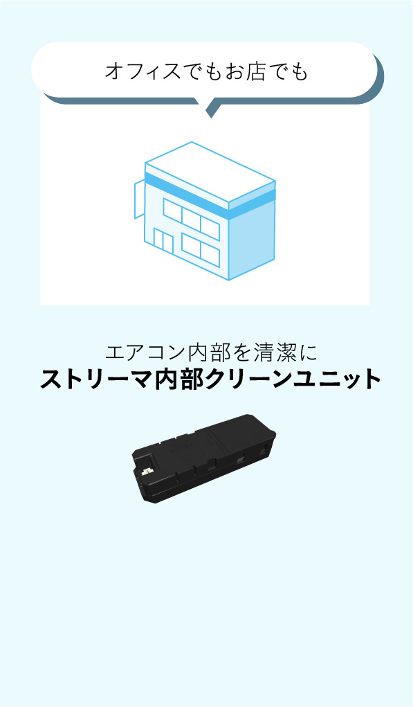 オフィスでもお店でも エアコン内部を清潔に ストリーマ内部クリーンユニット