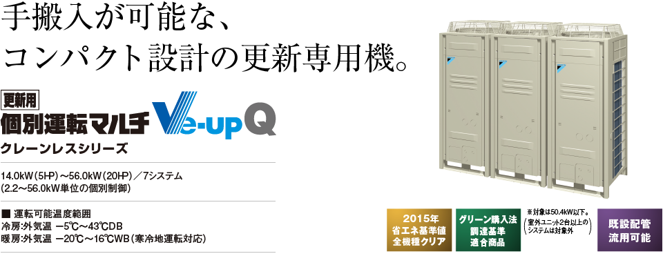 手搬入が可能な、コンパクト設計の更新専用機。Ve-upQ