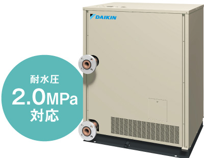 機械室に置けるからガラスファサードの高層ビルでも景観を損ないません。